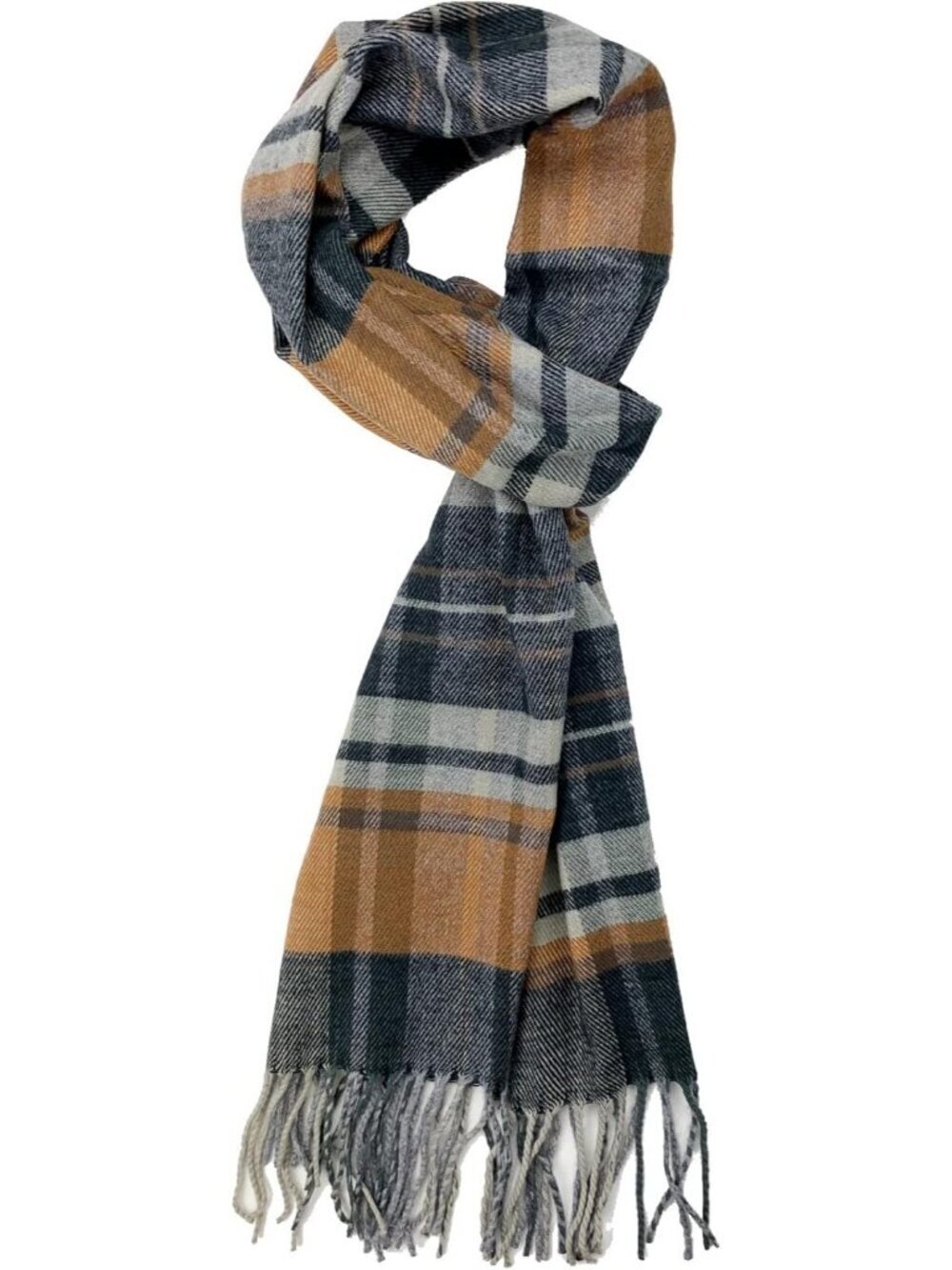Unisex Brown Grey Plaid Feather Super Soft Luxurious Cashmere Scarf